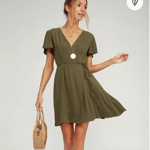Lulus Olive wrap dress size 2X
